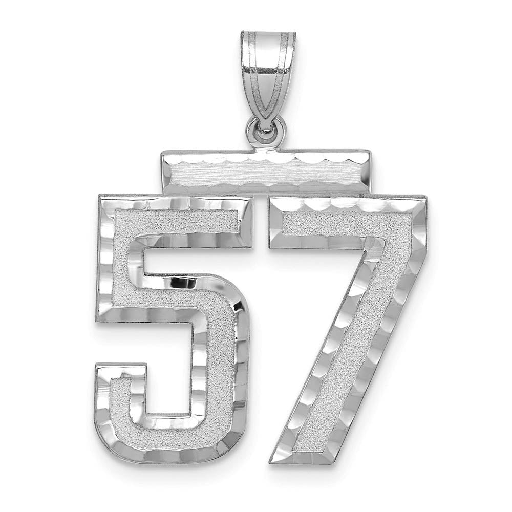 14k White Gold, Varsity Collection, Large D/C Pendant, Number 57, Item P10412-57 by The Black Bow Jewelry Co.
