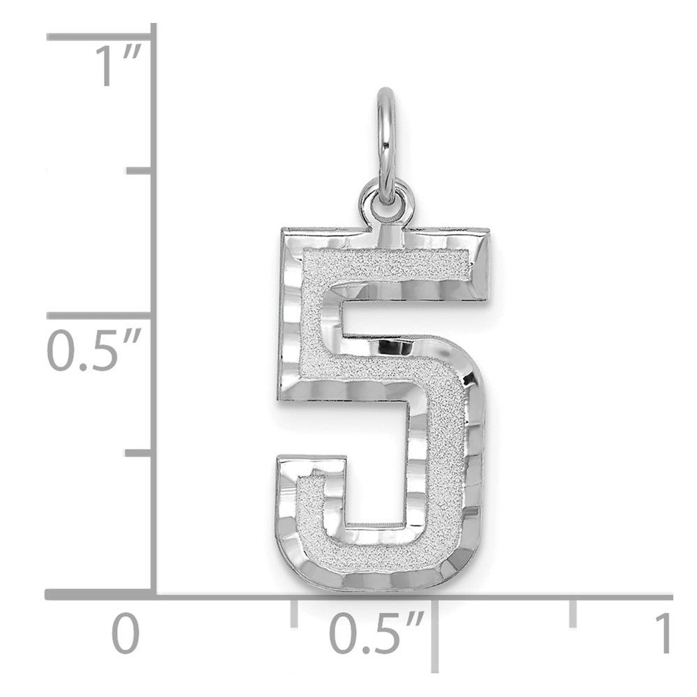 Alternate view of the 14k White Gold, Varsity Collection, Large D/C Pendant, Number 5 by The Black Bow Jewelry Co.
