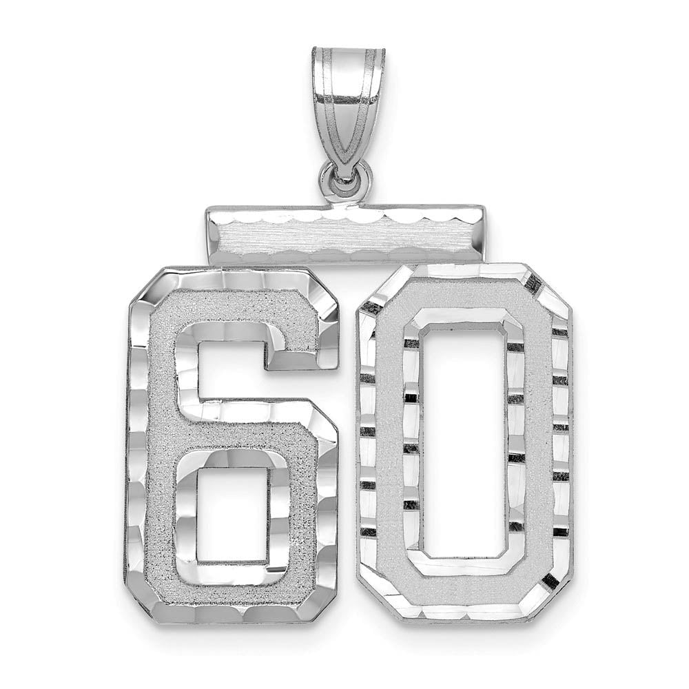 14k White Gold, Varsity Collection, Large D/C Pendant, Number 60, Item P10412-60 by The Black Bow Jewelry Co.