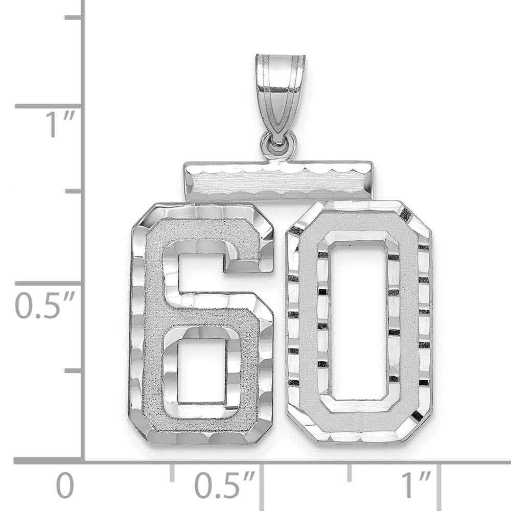 Alternate view of the 14k White Gold, Varsity Collection, Large D/C Pendant, Number 60 by The Black Bow Jewelry Co.