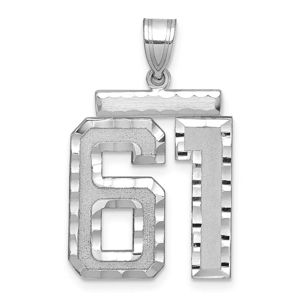 14k White Gold, Varsity Collection, Large D/C Pendant, Number 61, Item P10412-61 by The Black Bow Jewelry Co.