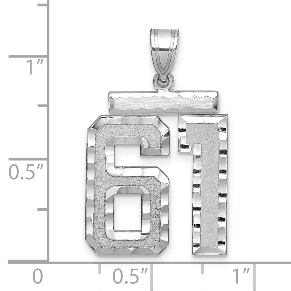 Alternate view of the 14k White Gold, Varsity Collection, Large D/C Pendant, Number 61 by The Black Bow Jewelry Co.