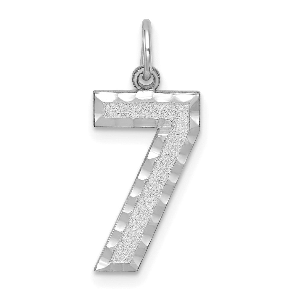 14k White Gold, Varsity Collection, Large D/C Pendant, Number 7, Item P10412-7 by The Black Bow Jewelry Co.