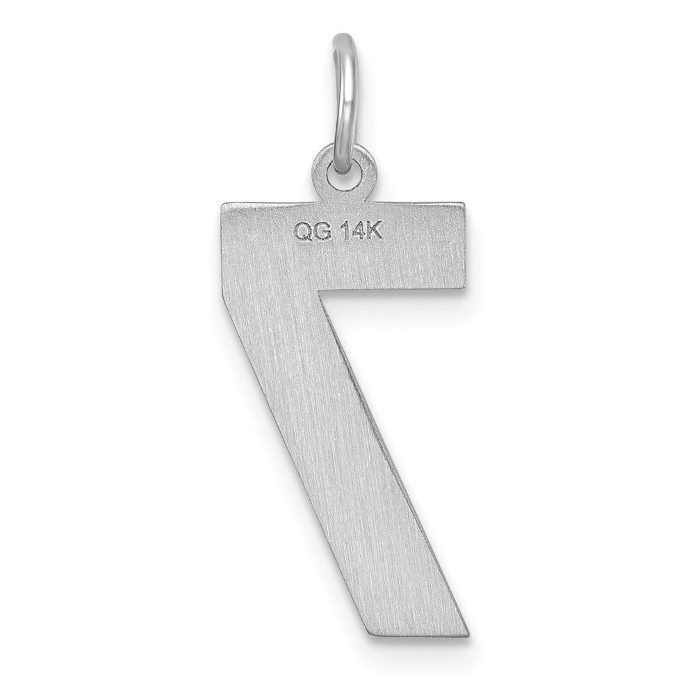 Alternate view of the 14k White Gold, Varsity Collection, Large D/C Pendant, Number 7 by The Black Bow Jewelry Co.