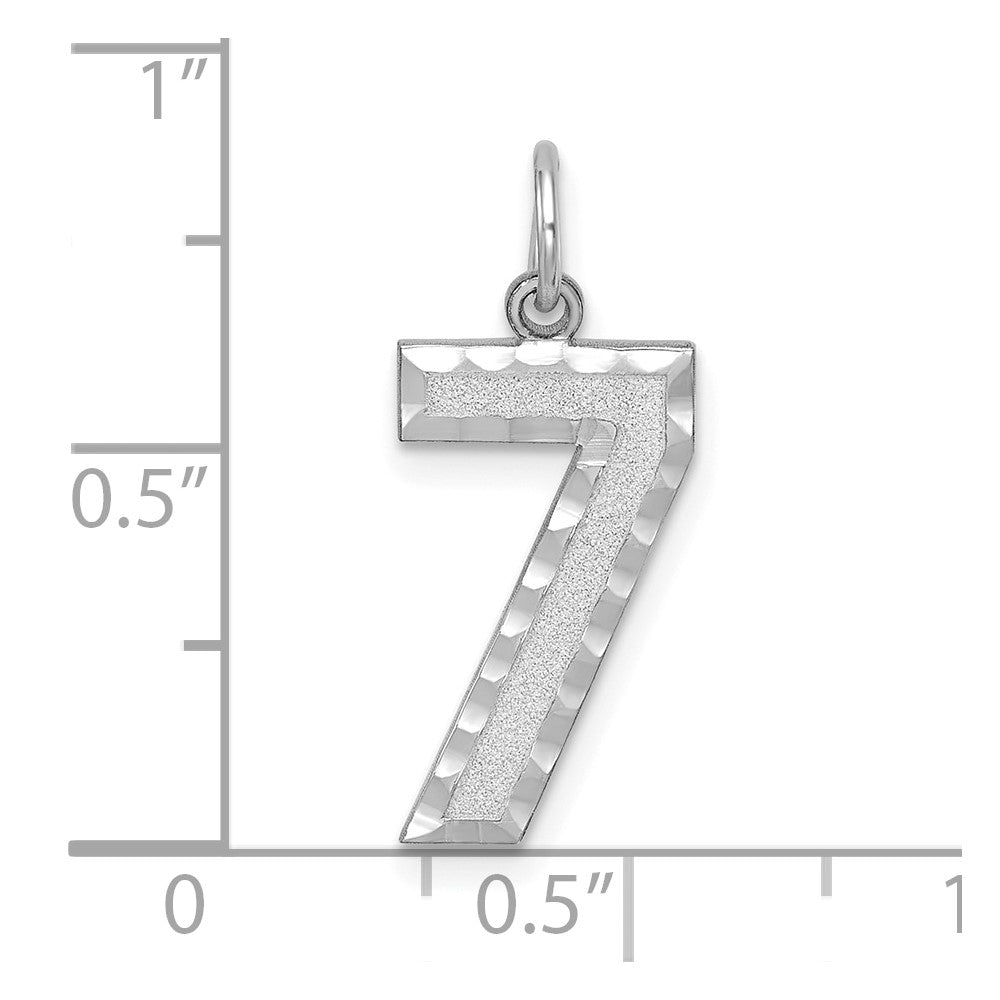 Alternate view of the 14k White Gold, Varsity Collection, Large D/C Pendant, Number 7 by The Black Bow Jewelry Co.