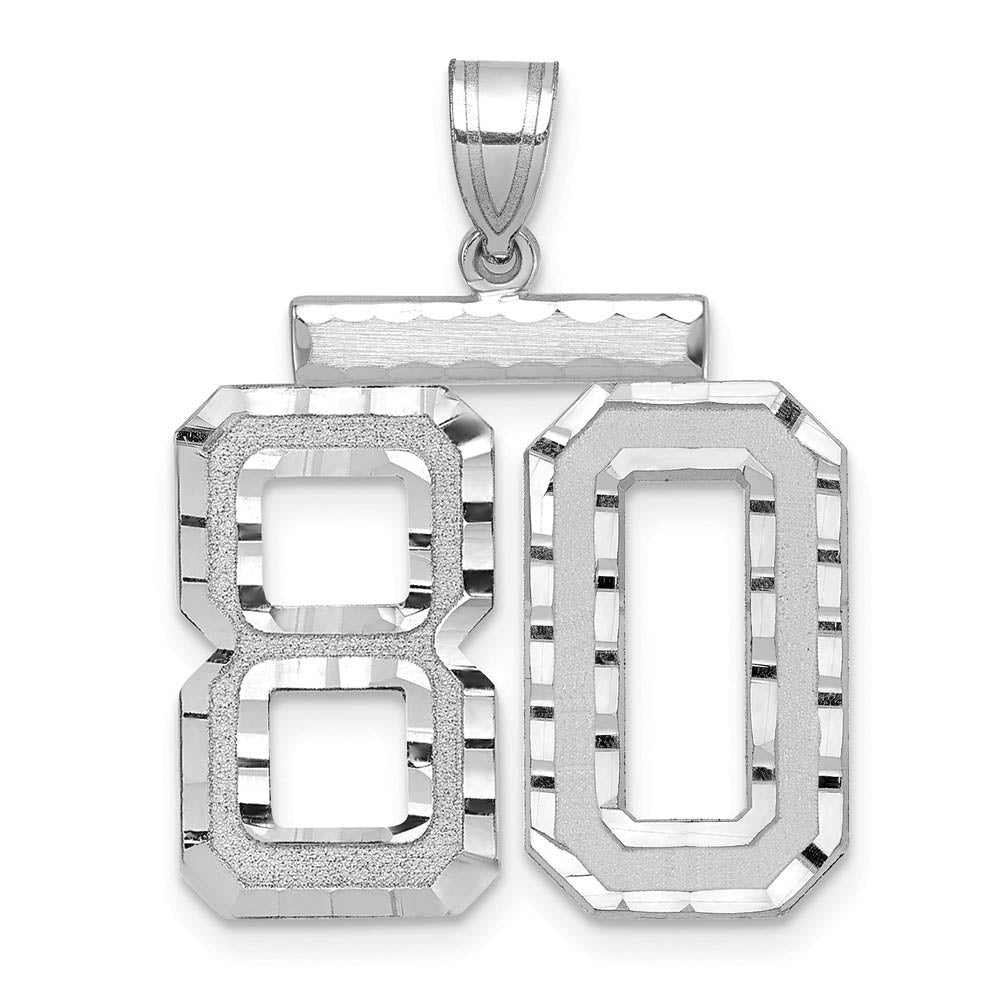 14k White Gold, Varsity Collection, Large D/C Pendant, Number 80, Item P10412-80 by The Black Bow Jewelry Co.