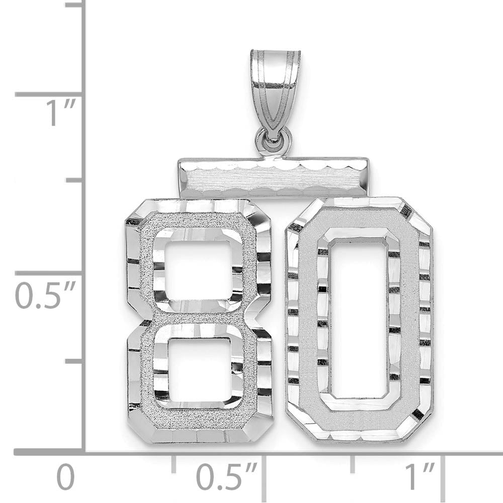 Alternate view of the 14k White Gold, Varsity Collection, Large D/C Pendant, Number 80 by The Black Bow Jewelry Co.