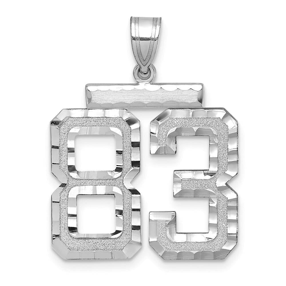 14k White Gold, Varsity Collection, Large D/C Pendant, Number 83, Item P10412-83 by The Black Bow Jewelry Co.