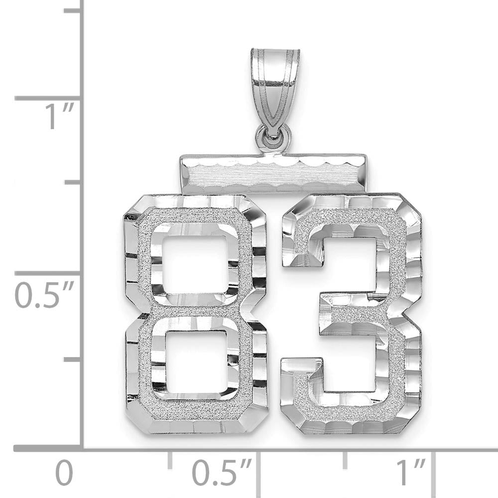 Alternate view of the 14k White Gold, Varsity Collection, Large D/C Pendant, Number 83 by The Black Bow Jewelry Co.