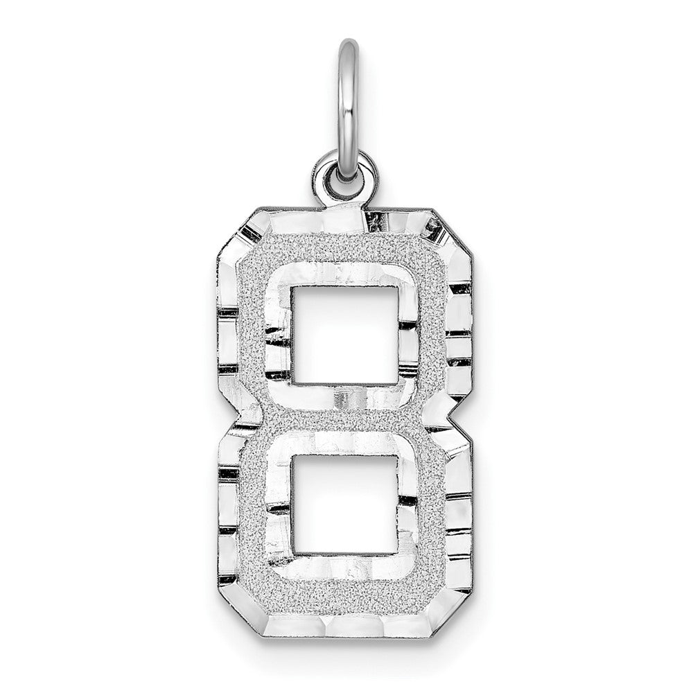 14k White Gold, Varsity Collection, Large D/C Pendant, Number 8, Item P10412-8 by The Black Bow Jewelry Co.