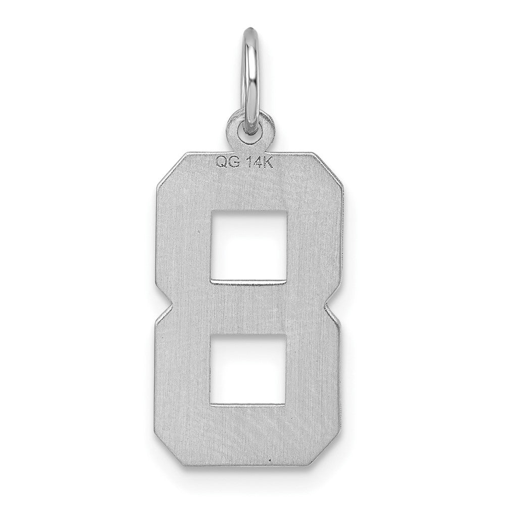 Alternate view of the 14k White Gold, Varsity Collection, Large D/C Pendant, Number 8 by The Black Bow Jewelry Co.
