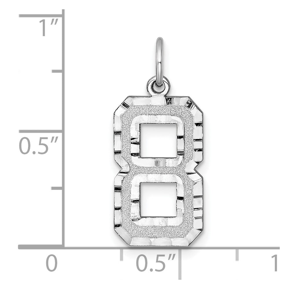 Alternate view of the 14k White Gold, Varsity Collection, Large D/C Pendant, Number 8 by The Black Bow Jewelry Co.