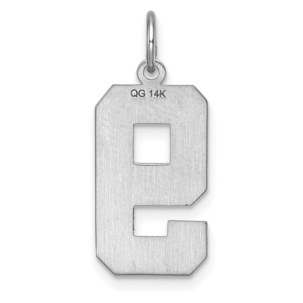Alternate view of the 14k White Gold, Varsity Collection, Large D/C Pendant, Number 9 by The Black Bow Jewelry Co.