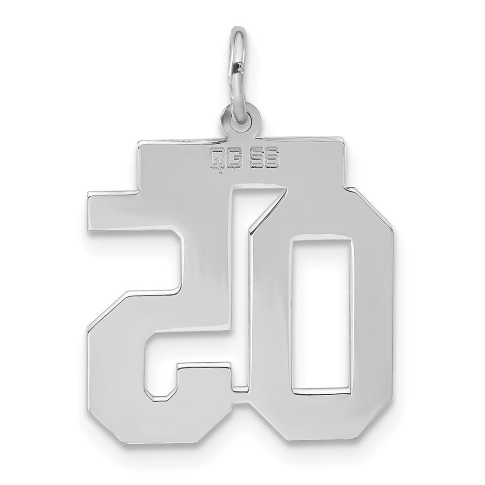 Alternate view of the Sterling Silver, Jersey Collection, Medium Number 05 Pendant by The Black Bow Jewelry Co.