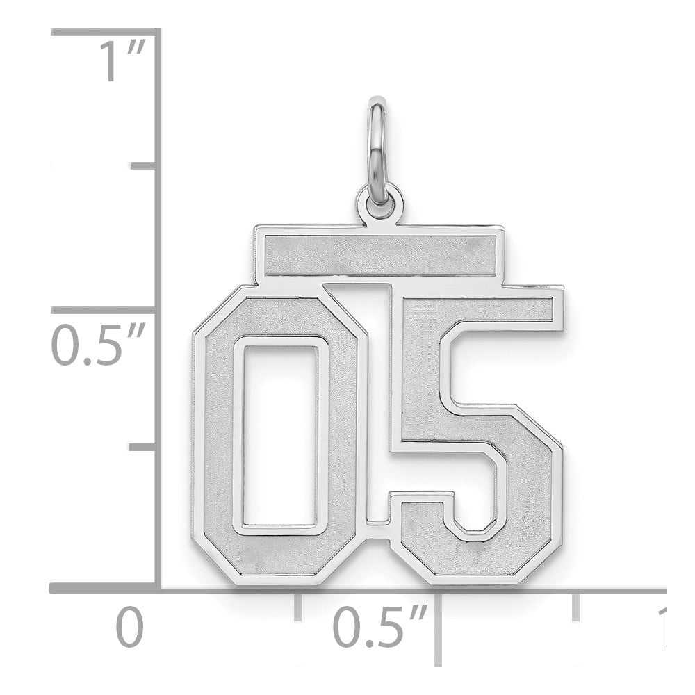 Alternate view of the Sterling Silver, Jersey Collection, Medium Number 05 Pendant by The Black Bow Jewelry Co.