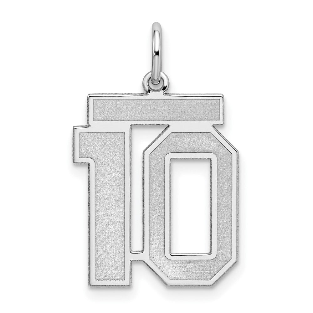 Sterling Silver, Jersey Collection, Medium Number 10 Pendant, Item P10413-10 by The Black Bow Jewelry Co.
