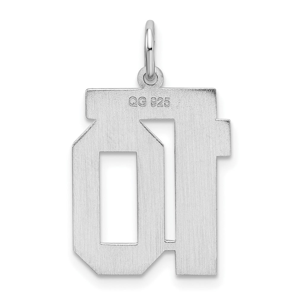 Alternate view of the Sterling Silver, Jersey Collection, Medium Number 10 Pendant by The Black Bow Jewelry Co.