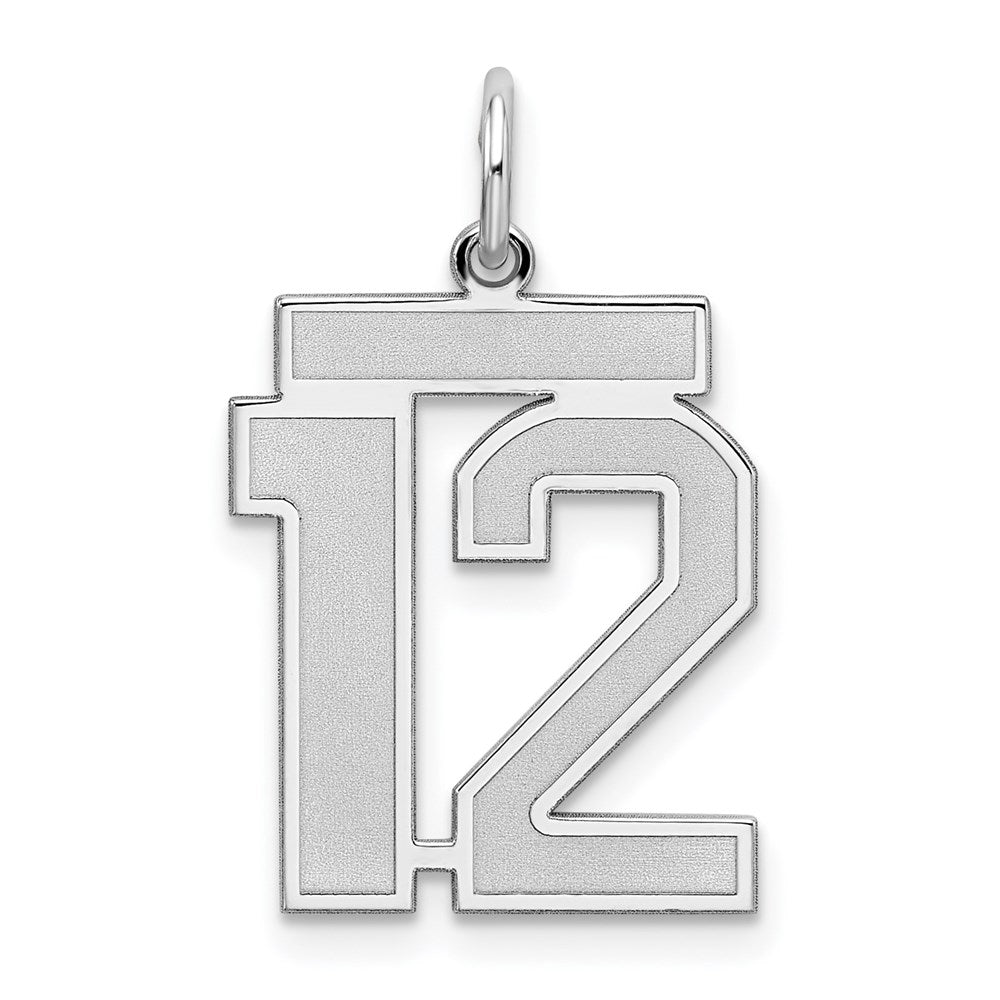 Sterling Silver, Jersey Collection, Medium Number 12 Pendant, Item P10413-12 by The Black Bow Jewelry Co.