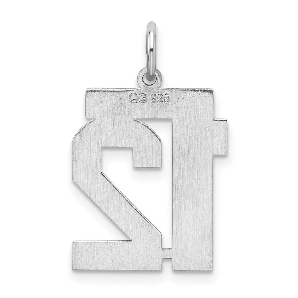 Alternate view of the Sterling Silver, Jersey Collection, Medium Number 12 Pendant by The Black Bow Jewelry Co.
