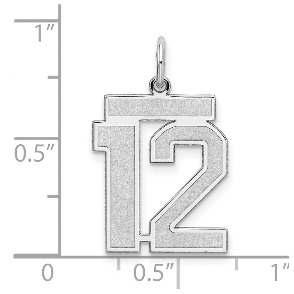 Alternate view of the Sterling Silver, Jersey Collection, Medium Number 12 Pendant by The Black Bow Jewelry Co.
