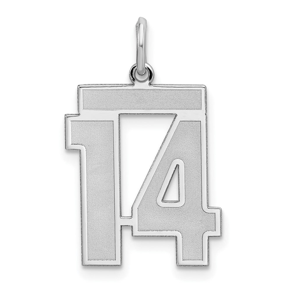 Sterling Silver, Jersey Collection, Medium Number 14 Pendant, Item P10413-14 by The Black Bow Jewelry Co.
