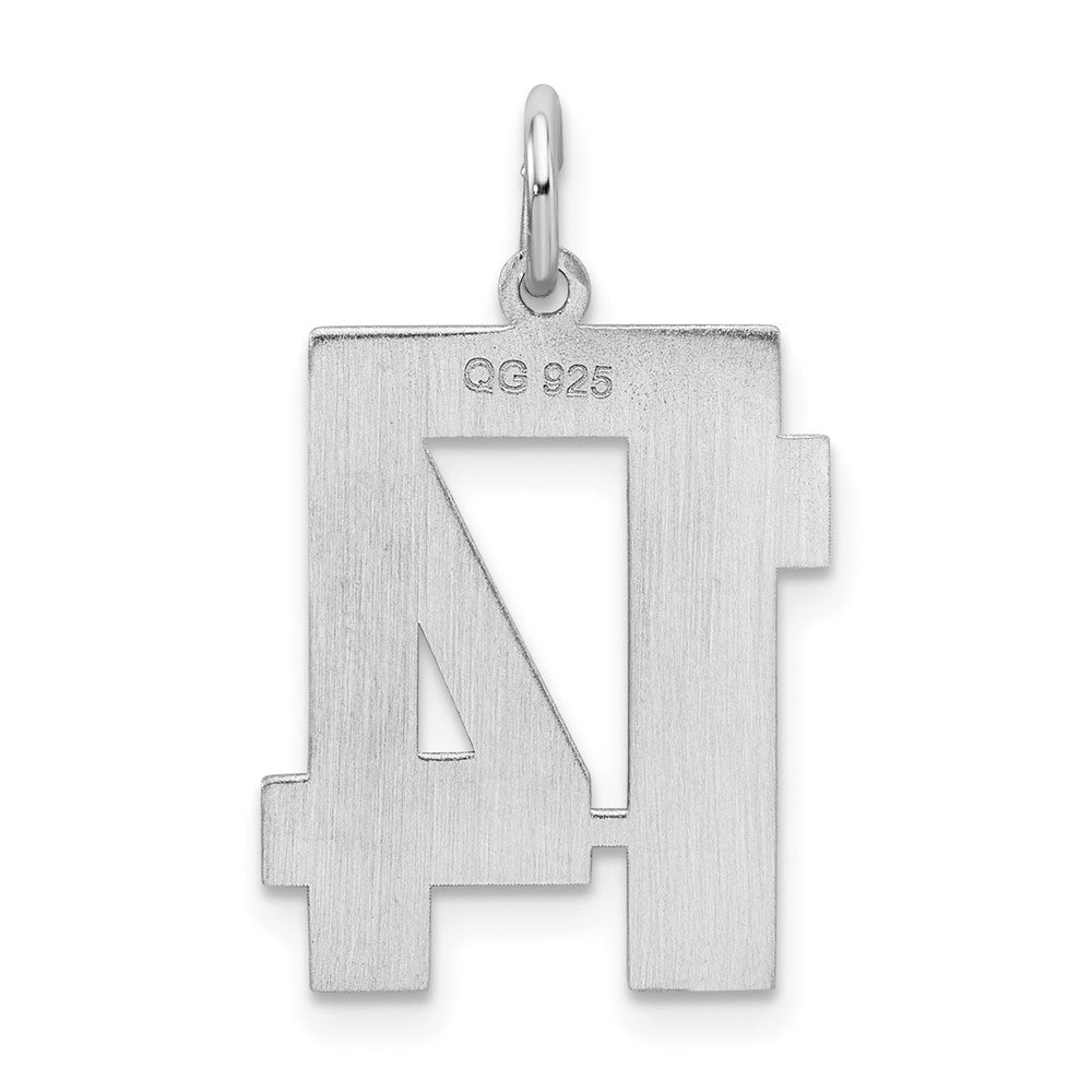 Alternate view of the Sterling Silver, Jersey Collection, Medium Number 14 Pendant by The Black Bow Jewelry Co.