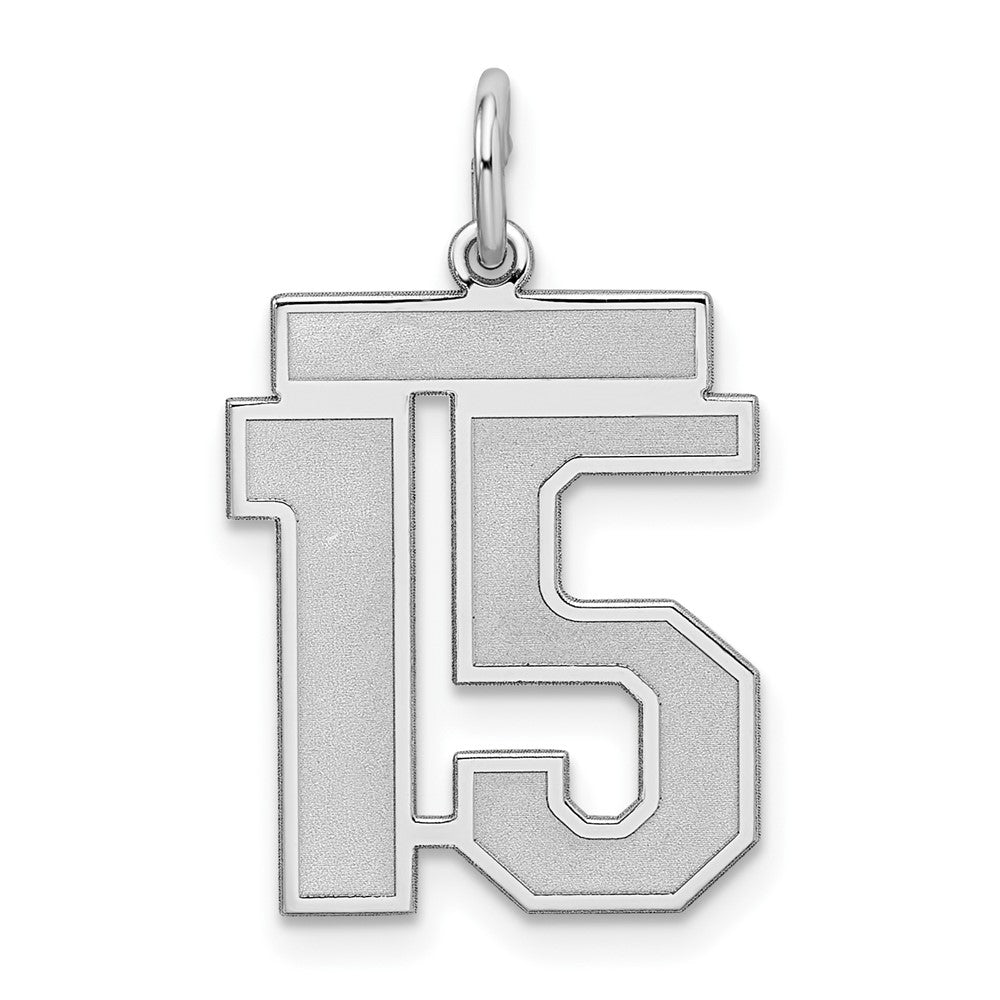 Sterling Silver, Jersey Collection, Medium Number 15 Pendant, Item P10413-15 by The Black Bow Jewelry Co.