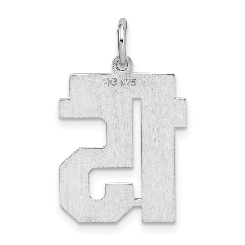 Alternate view of the Sterling Silver, Jersey Collection, Medium Number 15 Pendant by The Black Bow Jewelry Co.