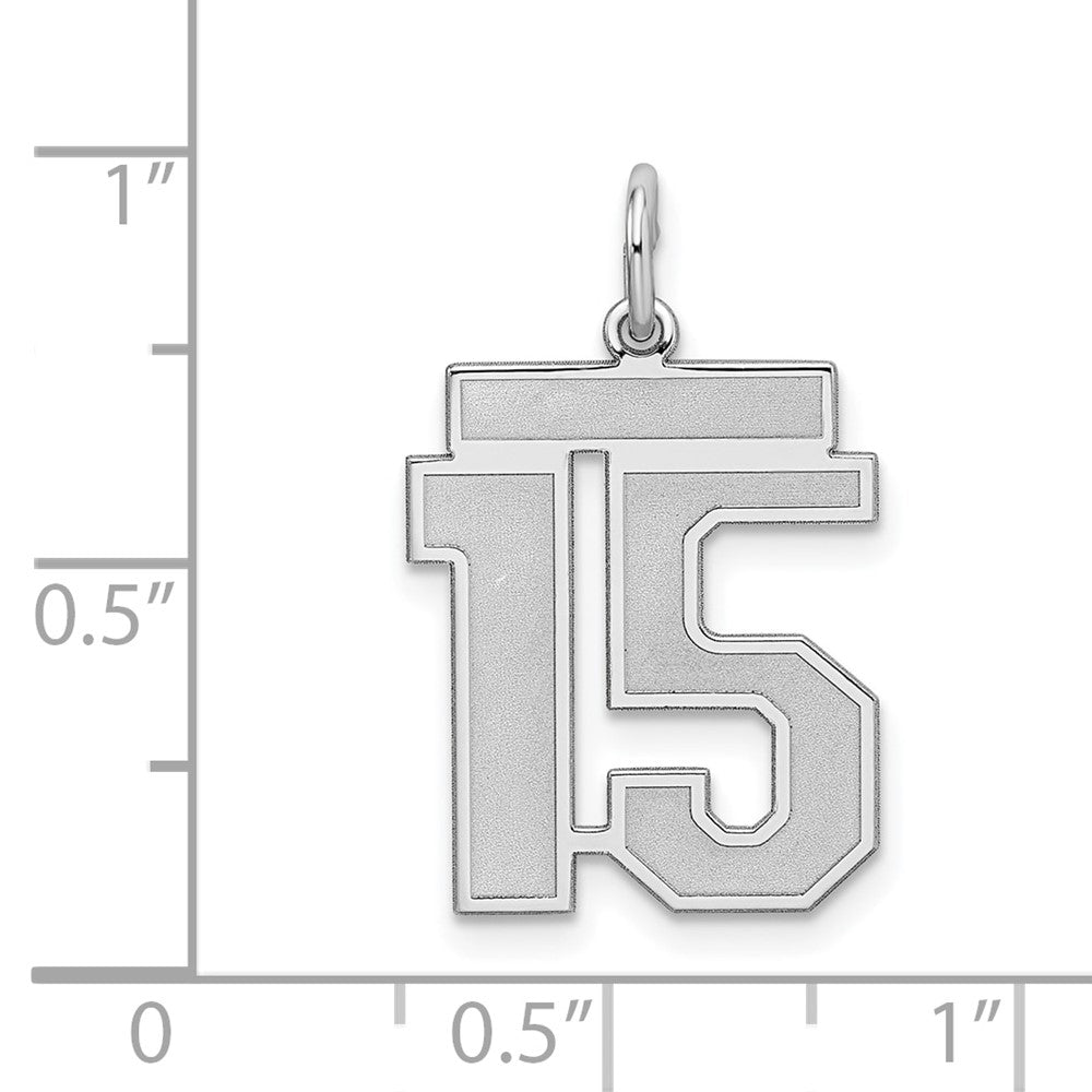 Alternate view of the Sterling Silver, Jersey Collection, Medium Number 15 Pendant by The Black Bow Jewelry Co.