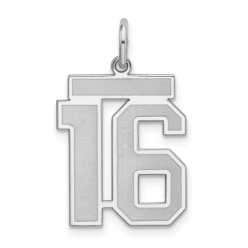 Sterling Silver, Jersey Collection, Medium Number 16 Pendant, Item P10413-16 by The Black Bow Jewelry Co.