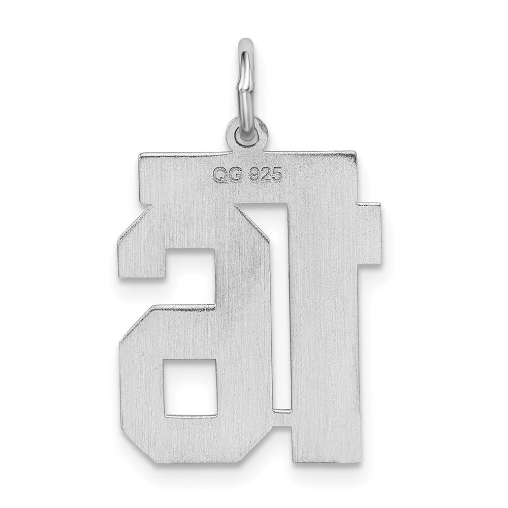 Alternate view of the Sterling Silver, Jersey Collection, Medium Number 16 Pendant by The Black Bow Jewelry Co.
