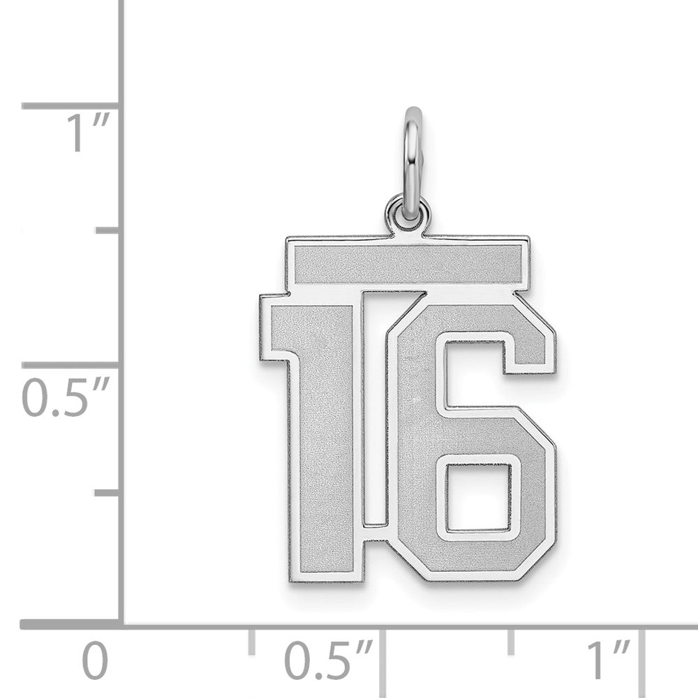 Alternate view of the Sterling Silver, Jersey Collection, Medium Number 16 Pendant by The Black Bow Jewelry Co.