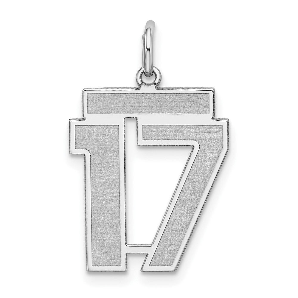 Sterling Silver, Jersey Collection, Medium Number 17 Pendant, Item P10413-17 by The Black Bow Jewelry Co.