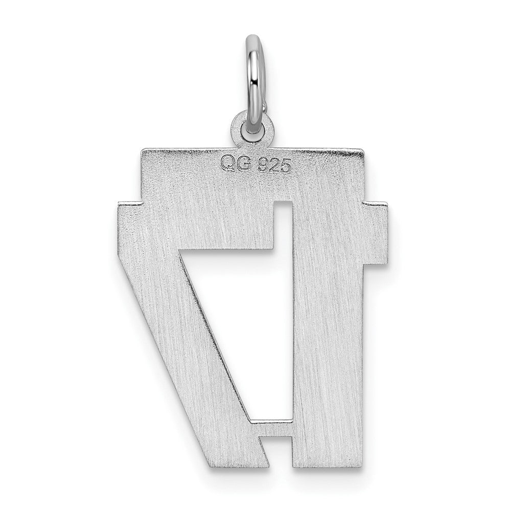 Alternate view of the Sterling Silver, Jersey Collection, Medium Number 17 Pendant by The Black Bow Jewelry Co.