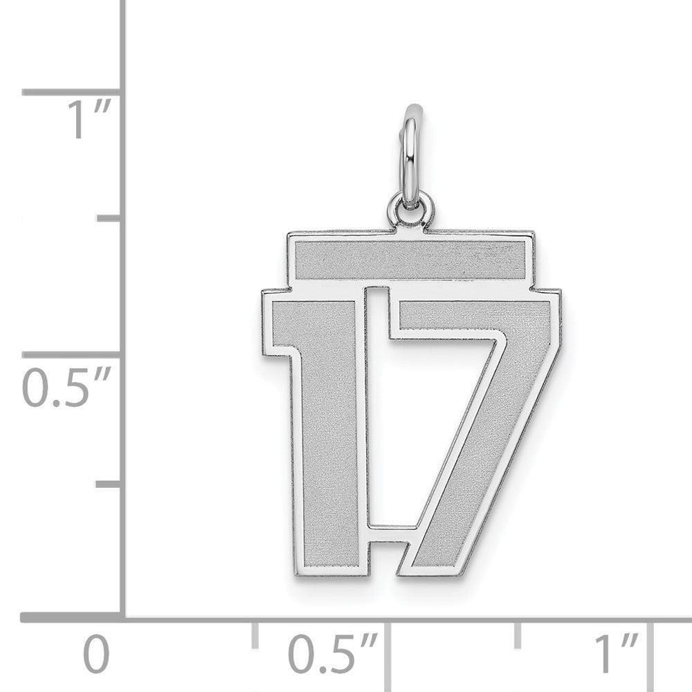 Alternate view of the Sterling Silver, Jersey Collection, Medium Number 17 Pendant by The Black Bow Jewelry Co.