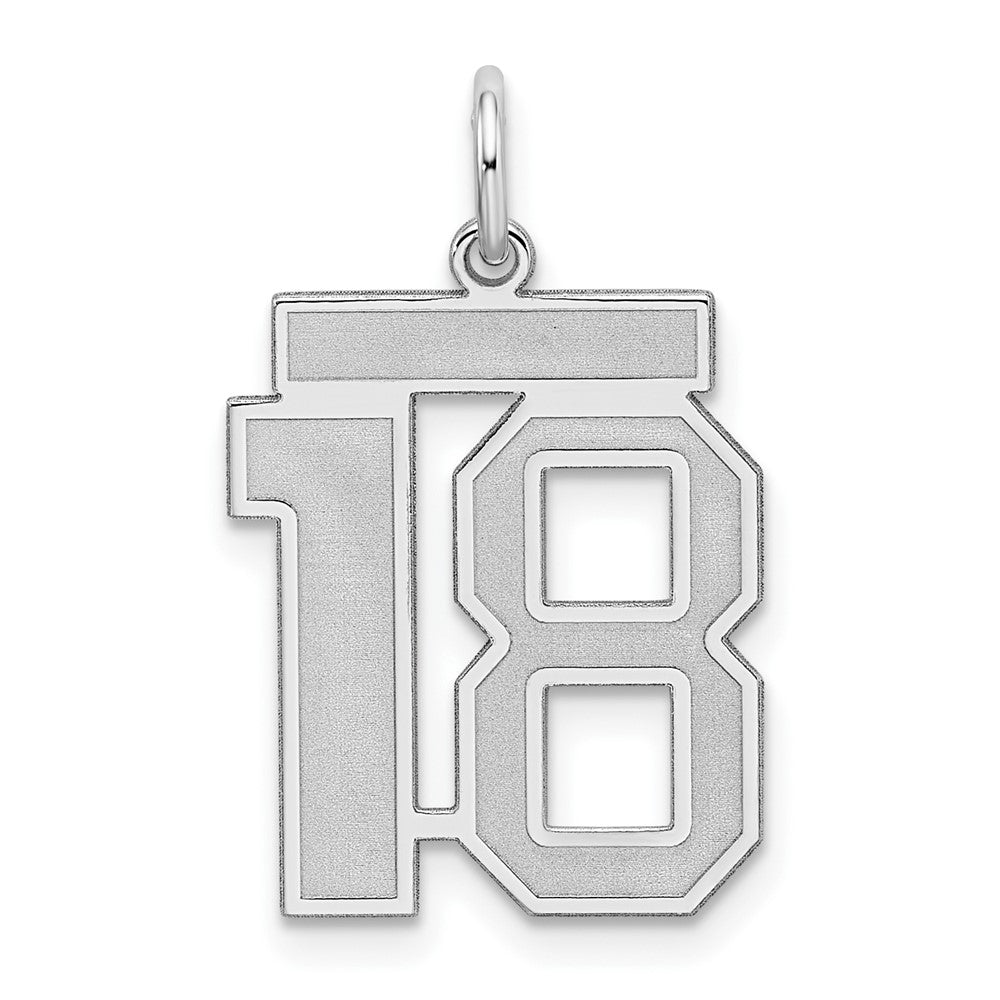 Sterling Silver, Jersey Collection, Medium Number 18 Pendant, Item P10413-18 by The Black Bow Jewelry Co.