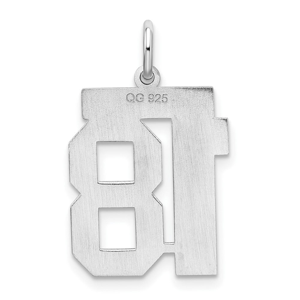 Alternate view of the Sterling Silver, Jersey Collection, Medium Number 18 Pendant by The Black Bow Jewelry Co.