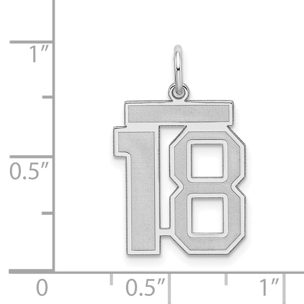 Alternate view of the Sterling Silver, Jersey Collection, Medium Number 18 Pendant by The Black Bow Jewelry Co.