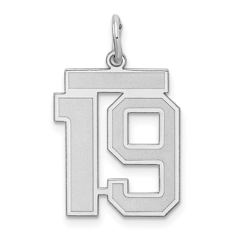 Sterling Silver, Jersey Collection, Medium Number 19 Pendant, Item P10413-19 by The Black Bow Jewelry Co.