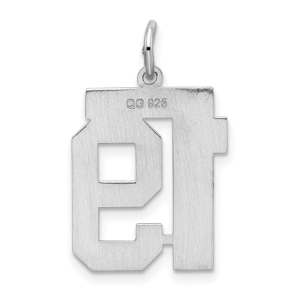 Alternate view of the Sterling Silver, Jersey Collection, Medium Number 19 Pendant by The Black Bow Jewelry Co.