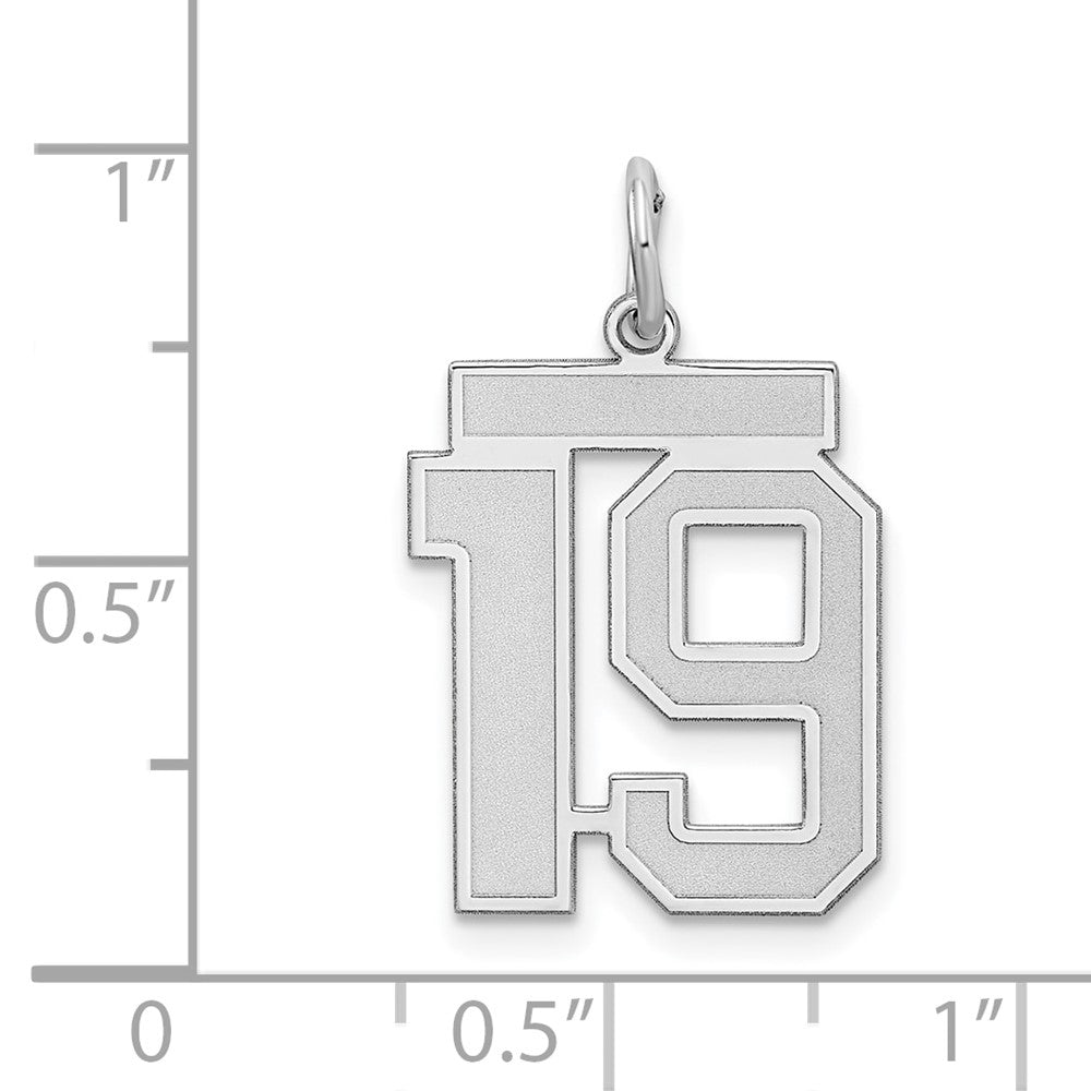 Alternate view of the Sterling Silver, Jersey Collection, Medium Number 19 Pendant by The Black Bow Jewelry Co.