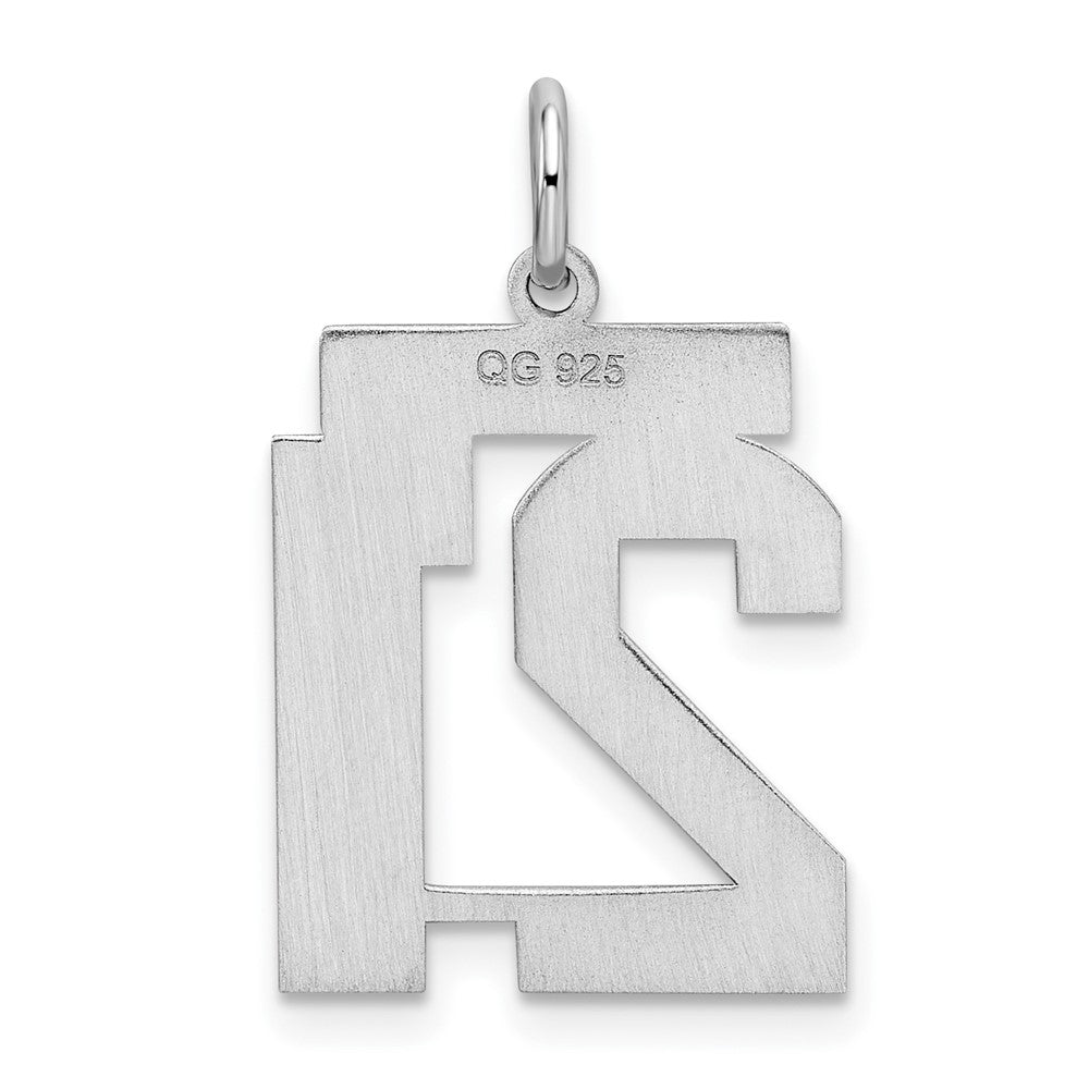 Alternate view of the Sterling Silver, Jersey Collection, Medium Number 21 Pendant by The Black Bow Jewelry Co.