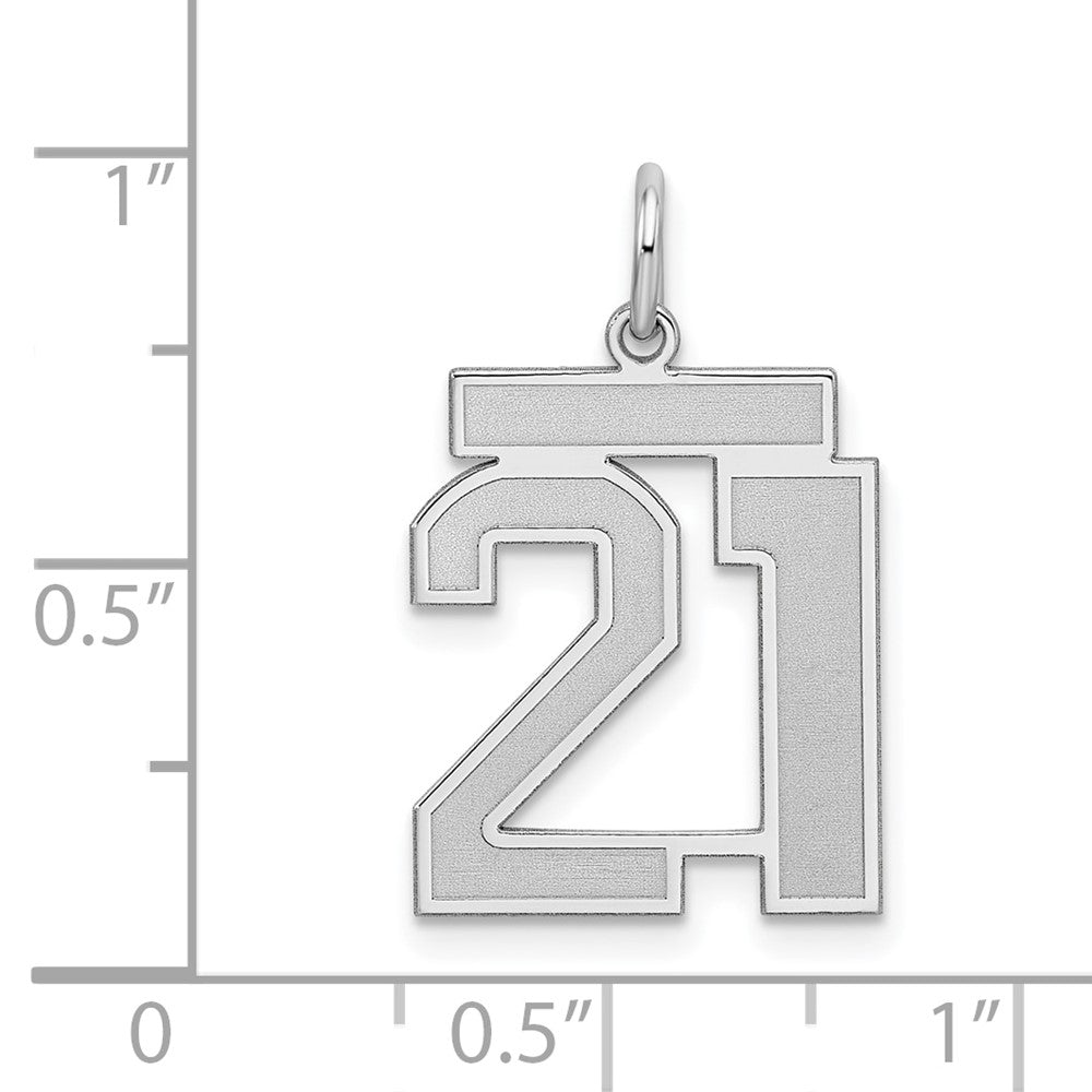 Alternate view of the Sterling Silver, Jersey Collection, Medium Number 21 Pendant by The Black Bow Jewelry Co.