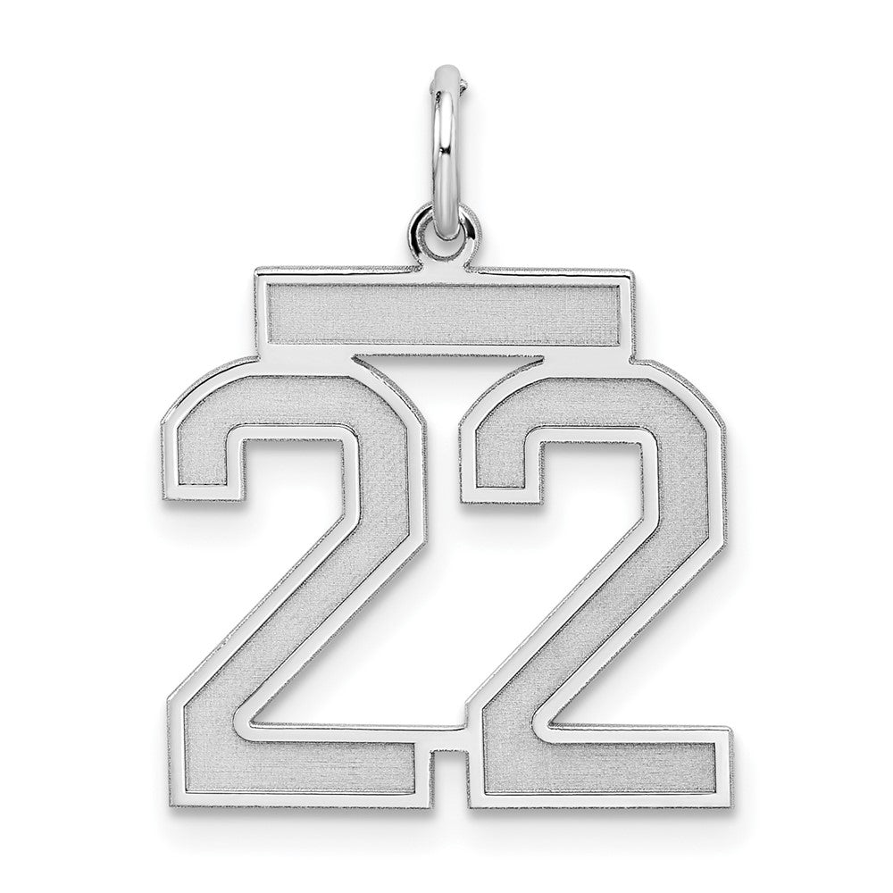 Sterling Silver, Jersey Collection, Medium Number 22 Pendant, Item P10413-22 by The Black Bow Jewelry Co.