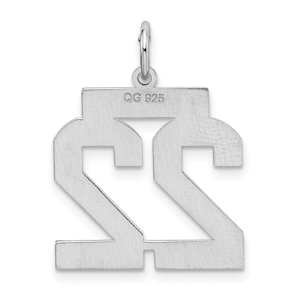 Alternate view of the Sterling Silver, Jersey Collection, Medium Number 22 Pendant by The Black Bow Jewelry Co.