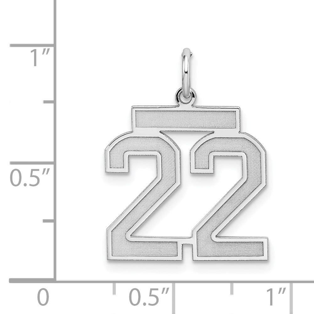 Alternate view of the Sterling Silver, Jersey Collection, Medium Number 22 Pendant by The Black Bow Jewelry Co.