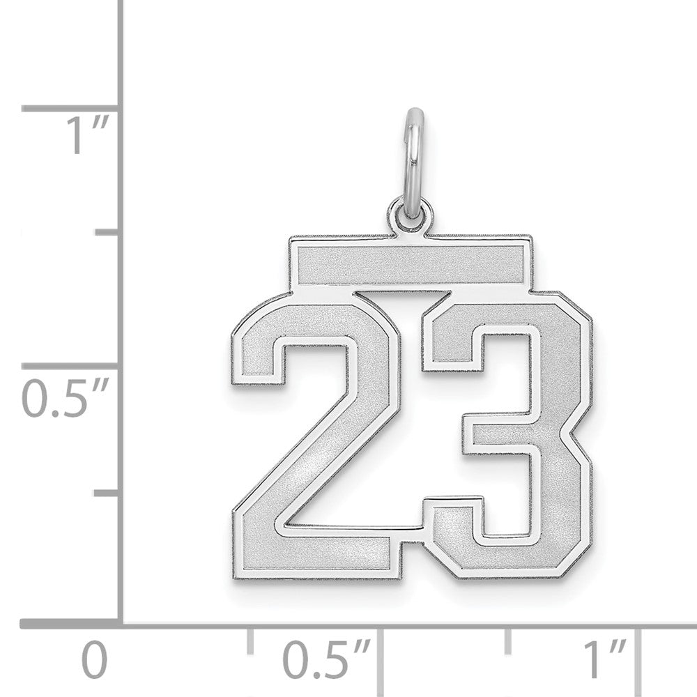 Alternate view of the Sterling Silver, Jersey Collection, Medium Number 23 Pendant by The Black Bow Jewelry Co.