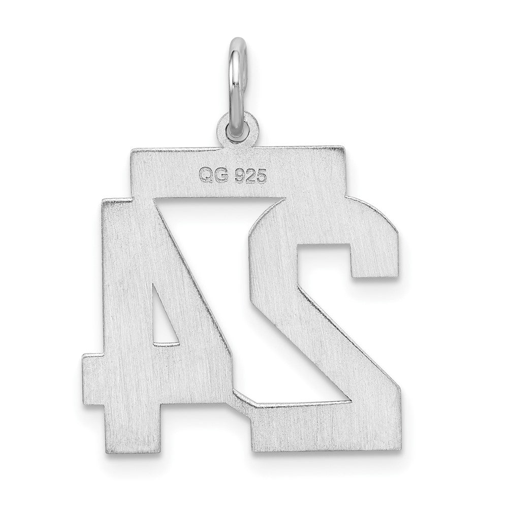 Alternate view of the Sterling Silver, Jersey Collection, Medium Number 24 Pendant by The Black Bow Jewelry Co.