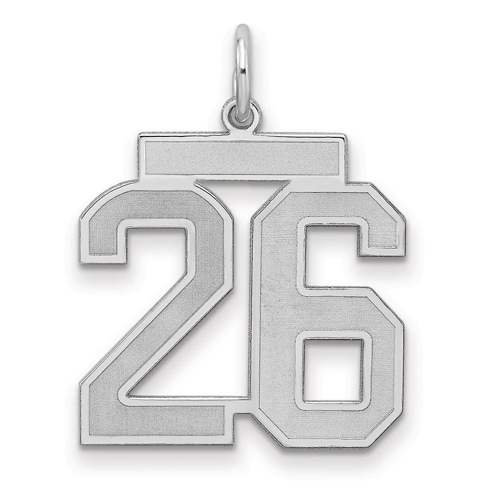 Sterling Silver, Jersey Collection, Medium Number 26 Pendant, Item P10413-26 by The Black Bow Jewelry Co.