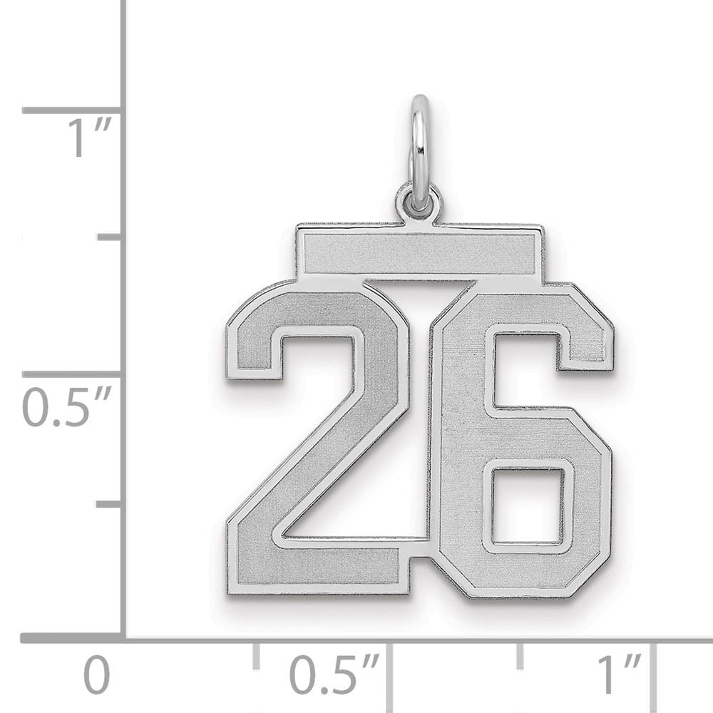 Alternate view of the Sterling Silver, Jersey Collection, Medium Number 26 Pendant by The Black Bow Jewelry Co.
